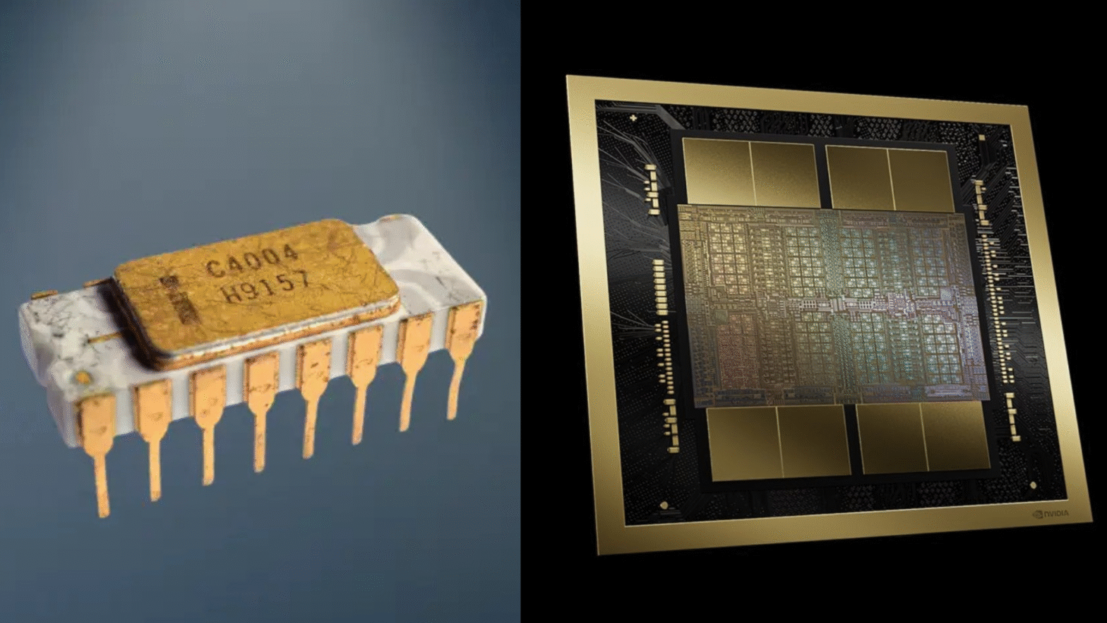 Old CPU vs modern GPU: A look at microchip evolution in computing technology.