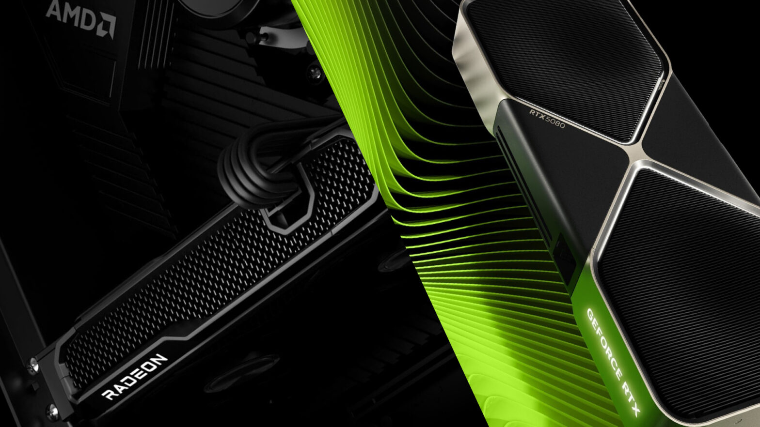AMD Radeon and NVIDIA GeForce RTX graphics cards with sleek design.